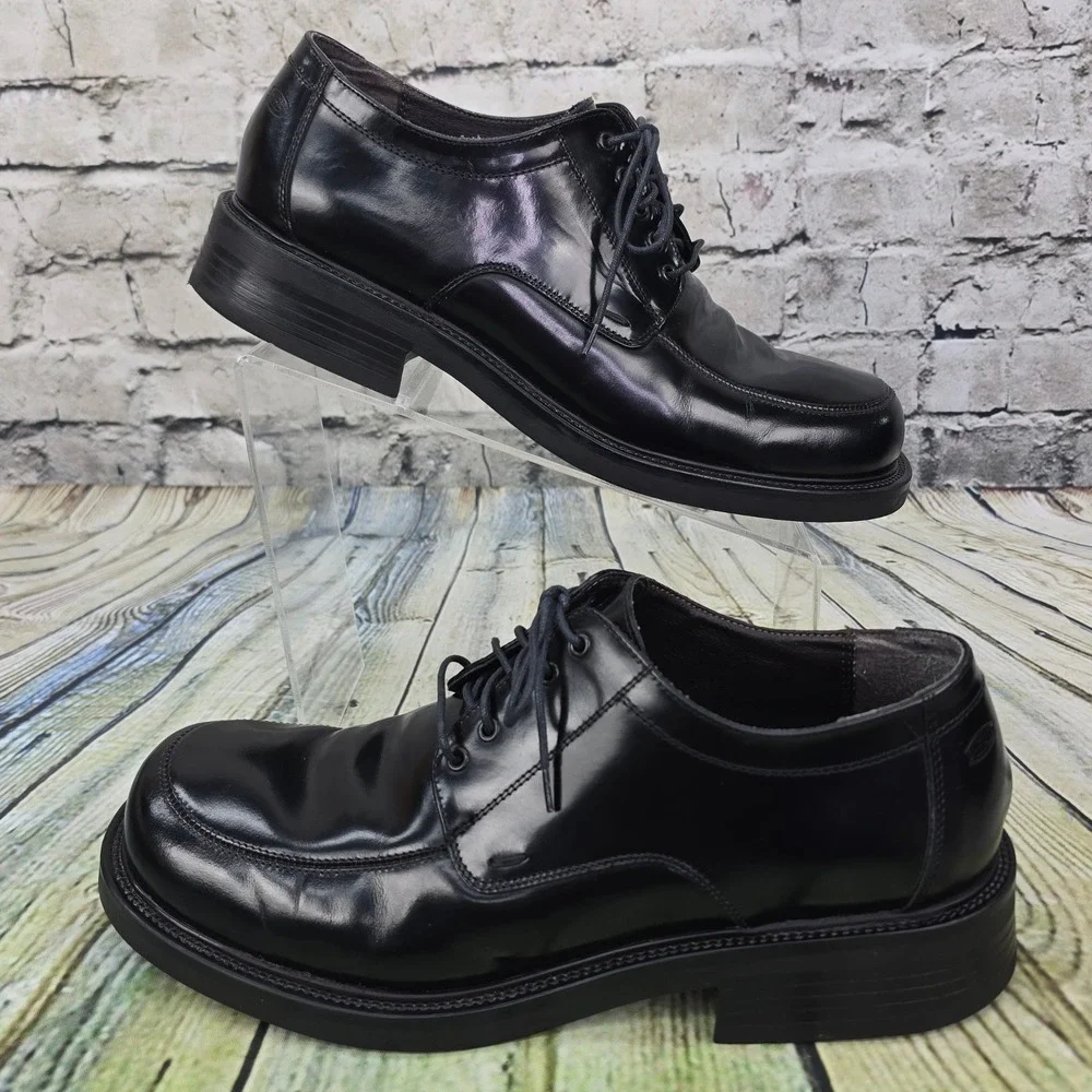 Skechers Collection Oxford Shoes Mens 9.5 Black Leather Square Toe Dress Formal